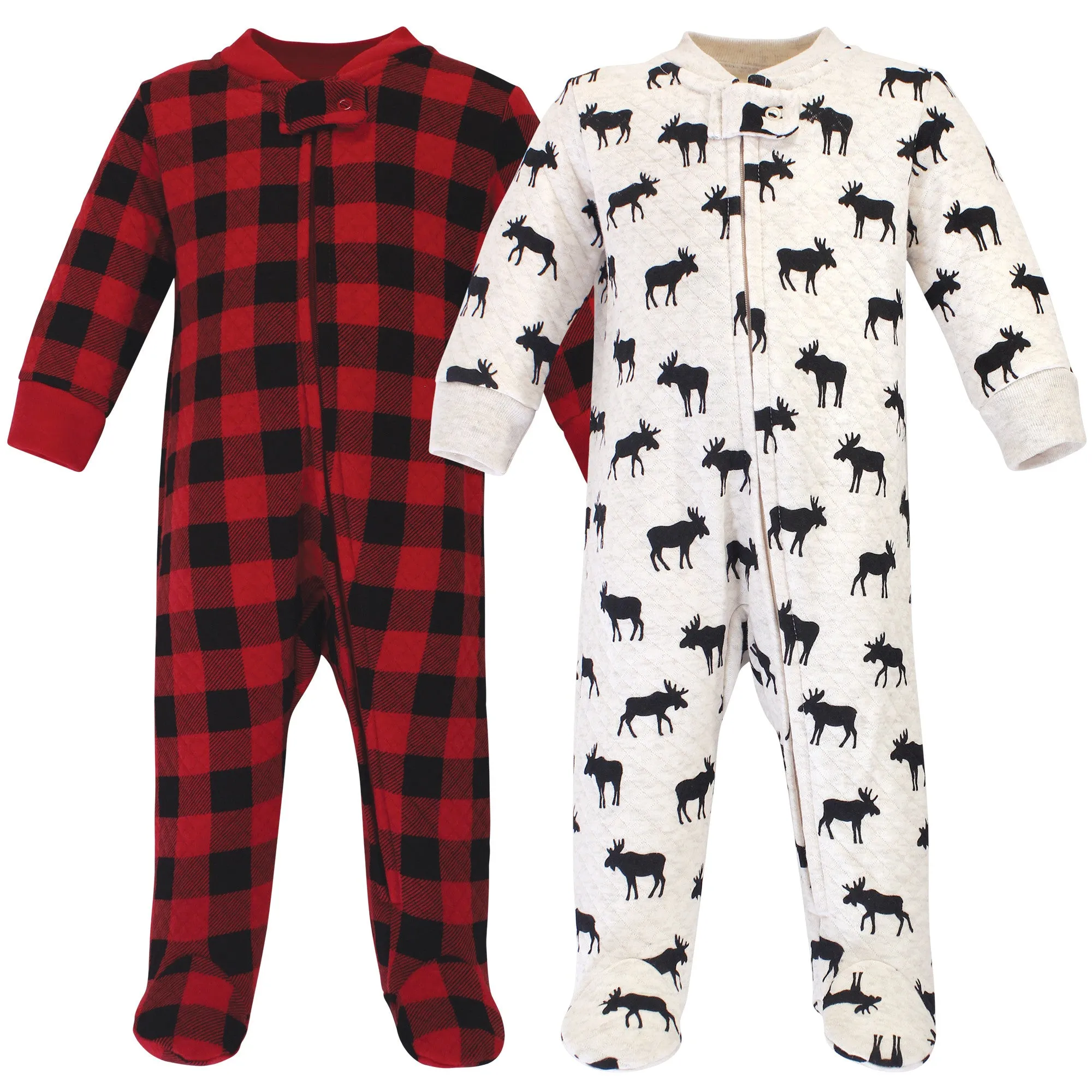 Hudson Baby Premium Quilted Zipper Sleep and Play, Moose