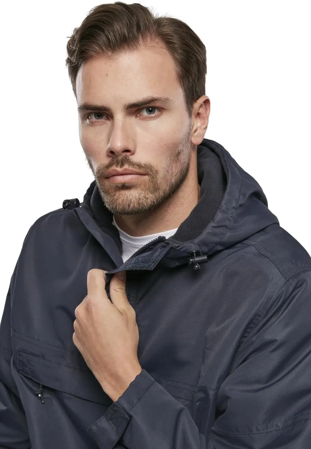 Individual Wear Men's Fleece-Lined Quarter Zip Windbreaker Pullover - Lightweight Weatherproof Casual Outdoor Jacket