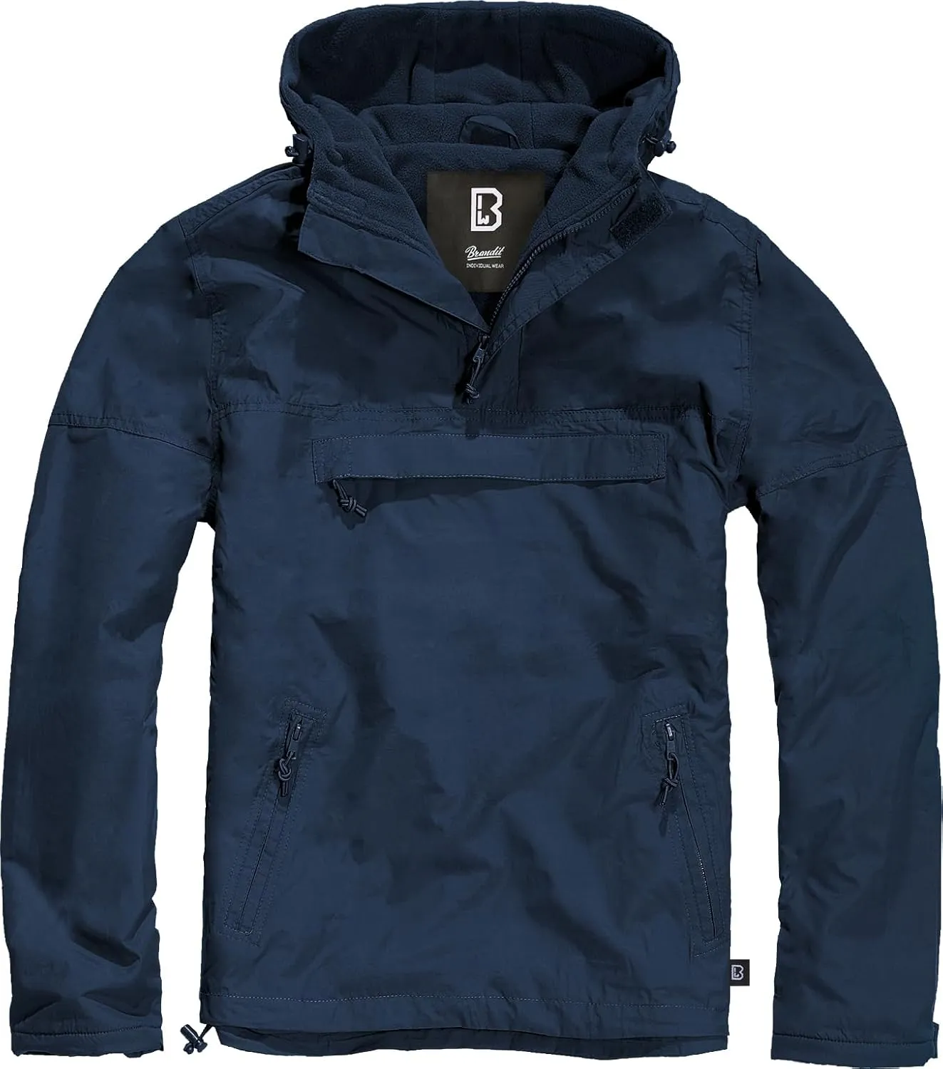 Individual Wear Men's Fleece-Lined Quarter Zip Windbreaker Pullover - Lightweight Weatherproof Casual Outdoor Jacket