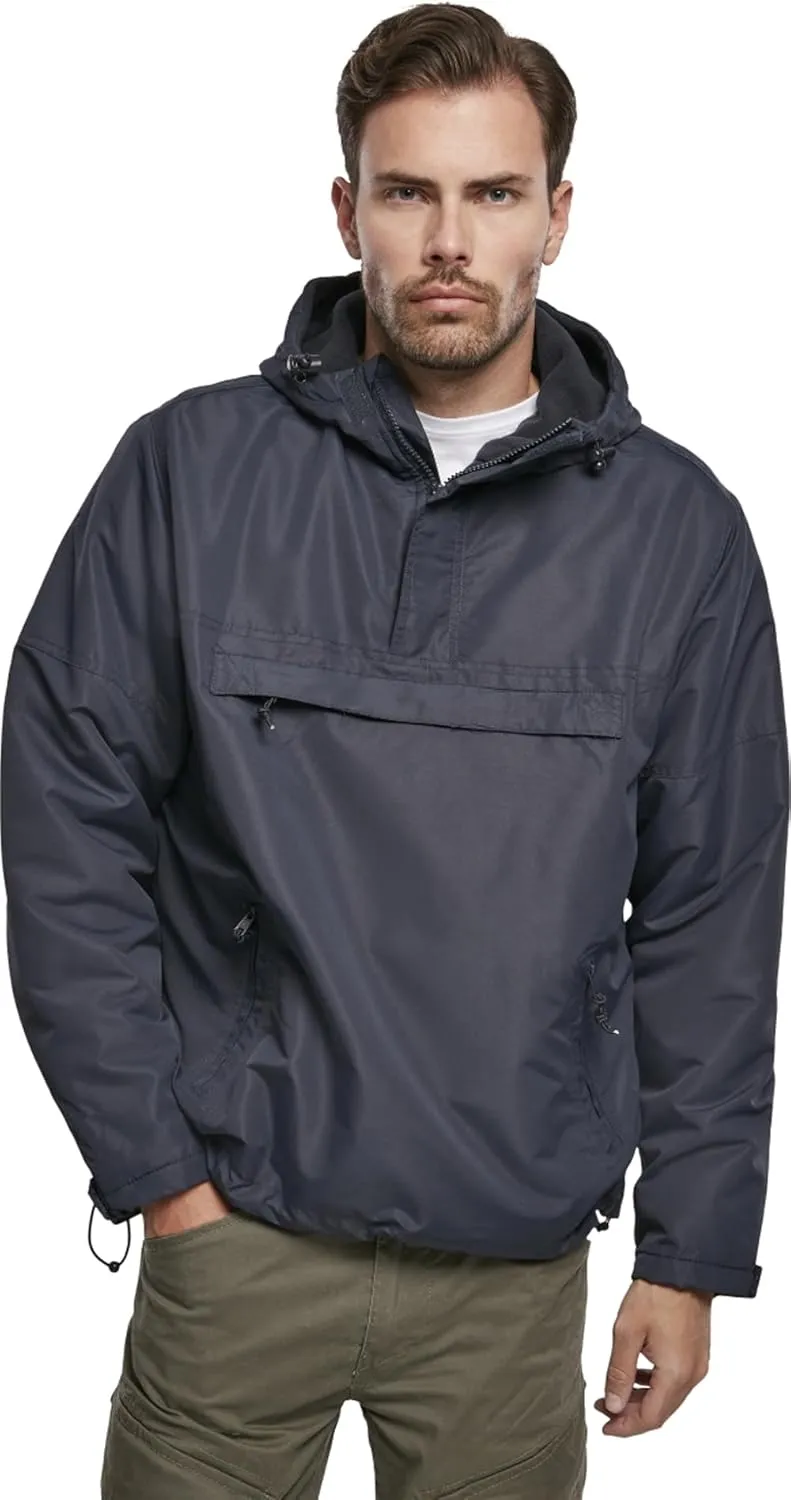 Individual Wear Men's Fleece-Lined Quarter Zip Windbreaker Pullover - Lightweight Weatherproof Casual Outdoor Jacket