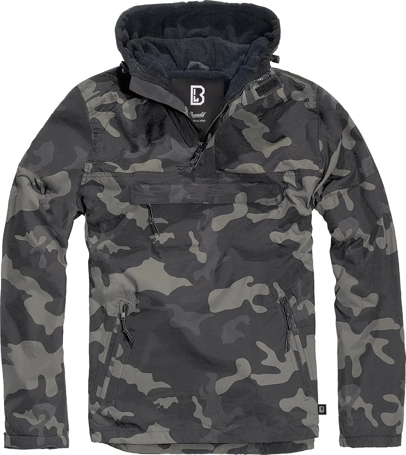 Individual Wear Men's Fleece-Lined Quarter Zip Windbreaker Pullover - Lightweight Weatherproof Casual Outdoor Jacket