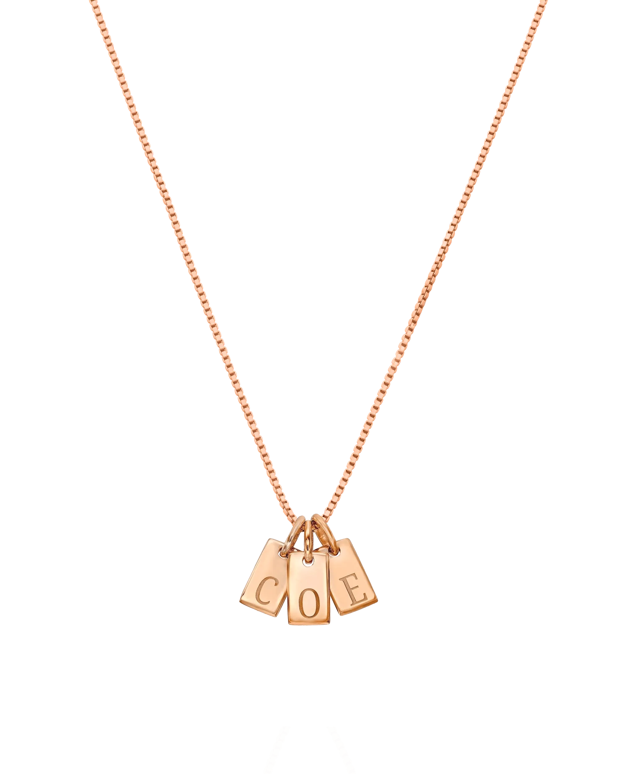 Initial Mini Dogtag Necklace - 18K Rose Vermeil