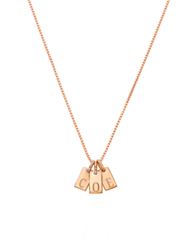Initial Mini Dogtag Necklace - 18K Rose Vermeil