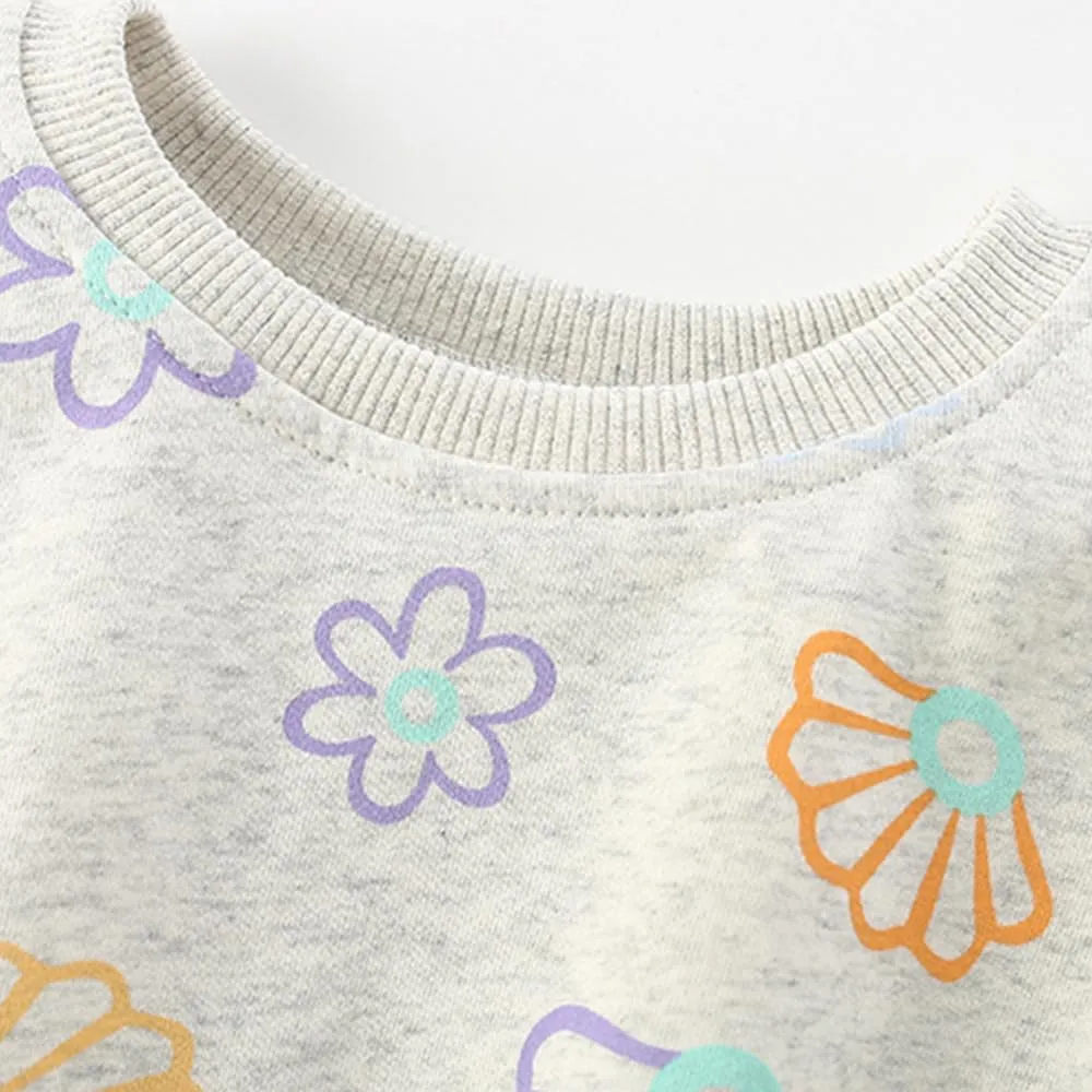 KISBINI Toddler Girl Rainbow Sweatshirt Cotton Crewneck Clothes Outfit for Baby Girls