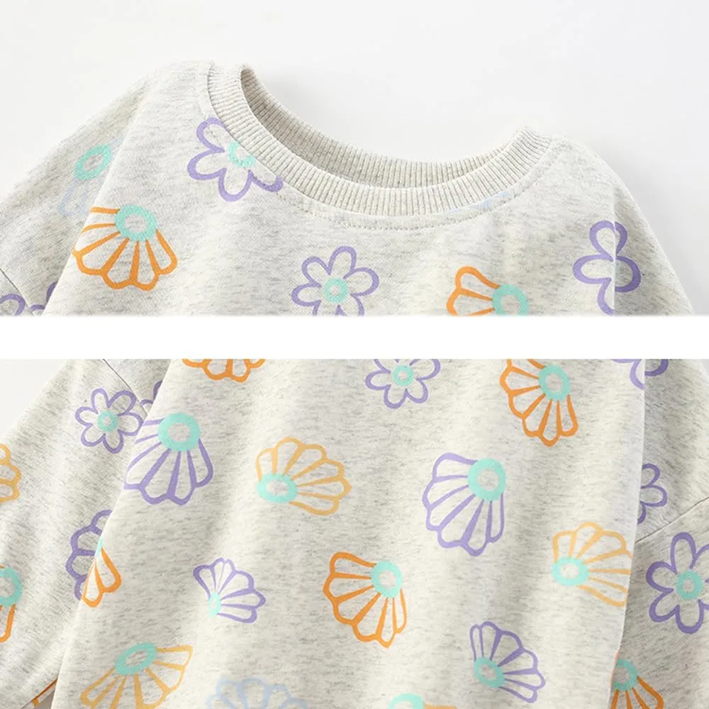 KISBINI Toddler Girl Rainbow Sweatshirt Cotton Crewneck Clothes Outfit for Baby Girls