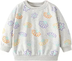 KISBINI Toddler Girl Rainbow Sweatshirt Cotton Crewneck Clothes Outfit for Baby Girls