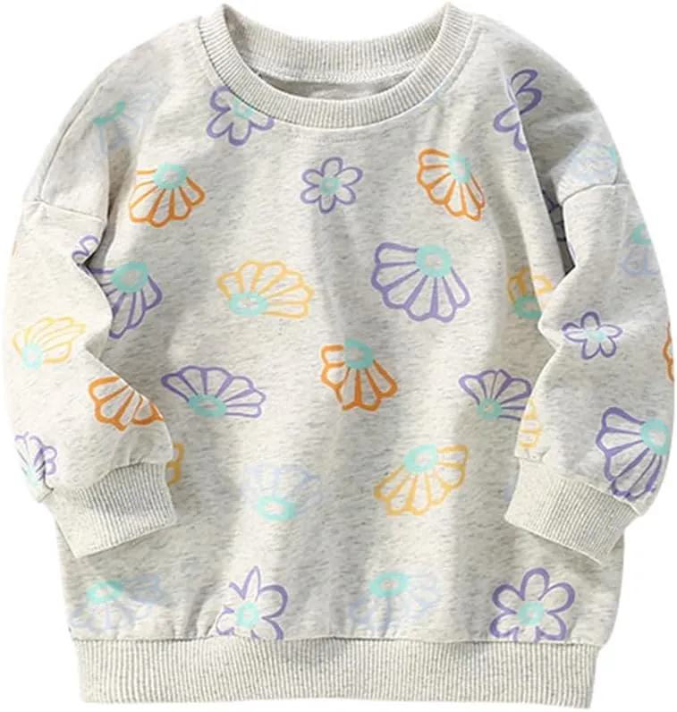 KISBINI Toddler Girl Rainbow Sweatshirt Cotton Crewneck Clothes Outfit for Baby Girls