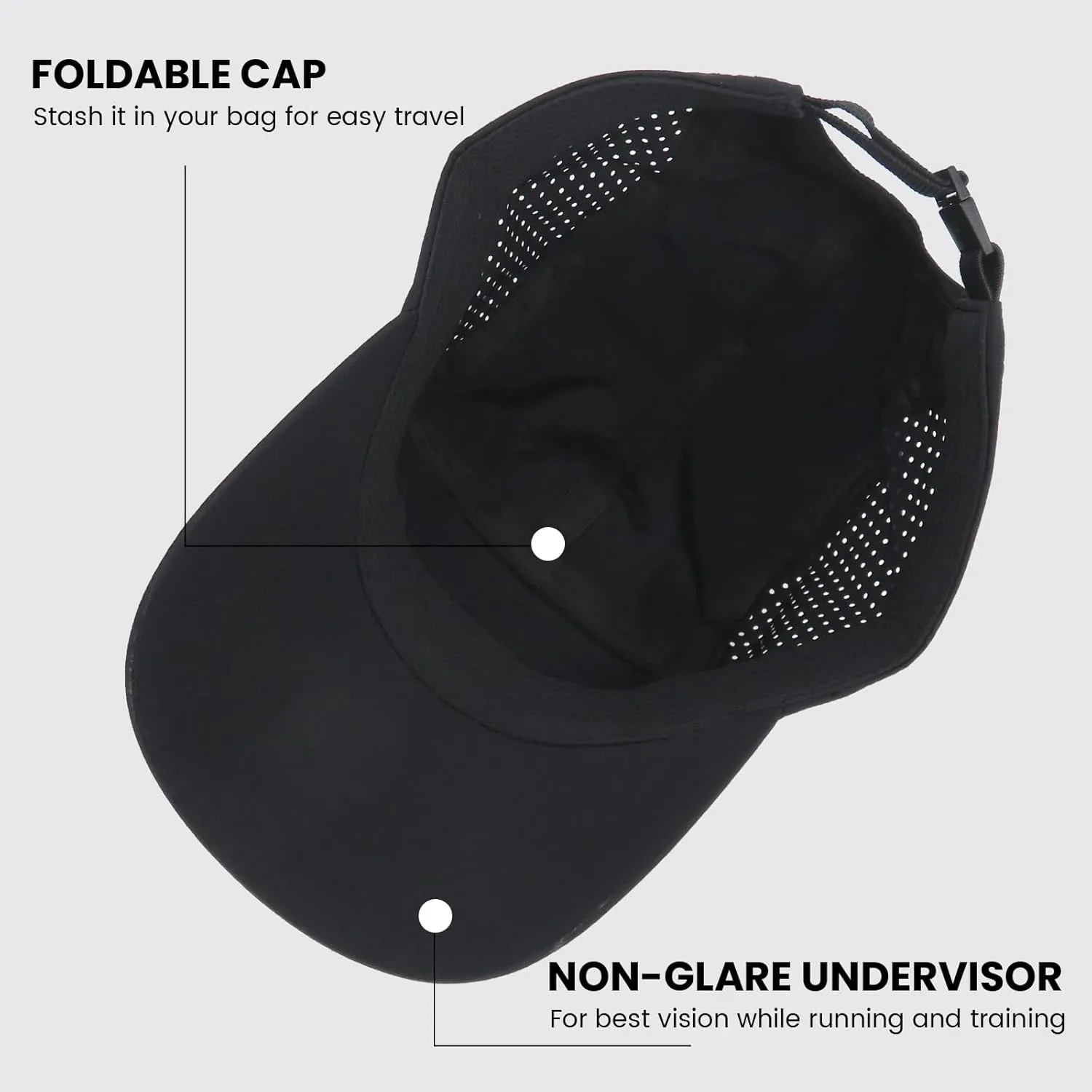 KOPHINOOR Baseball Cap Cooling Hat, Reflective Golf Running Hat for Men Women, Foldable Performance Hat for Outdoors