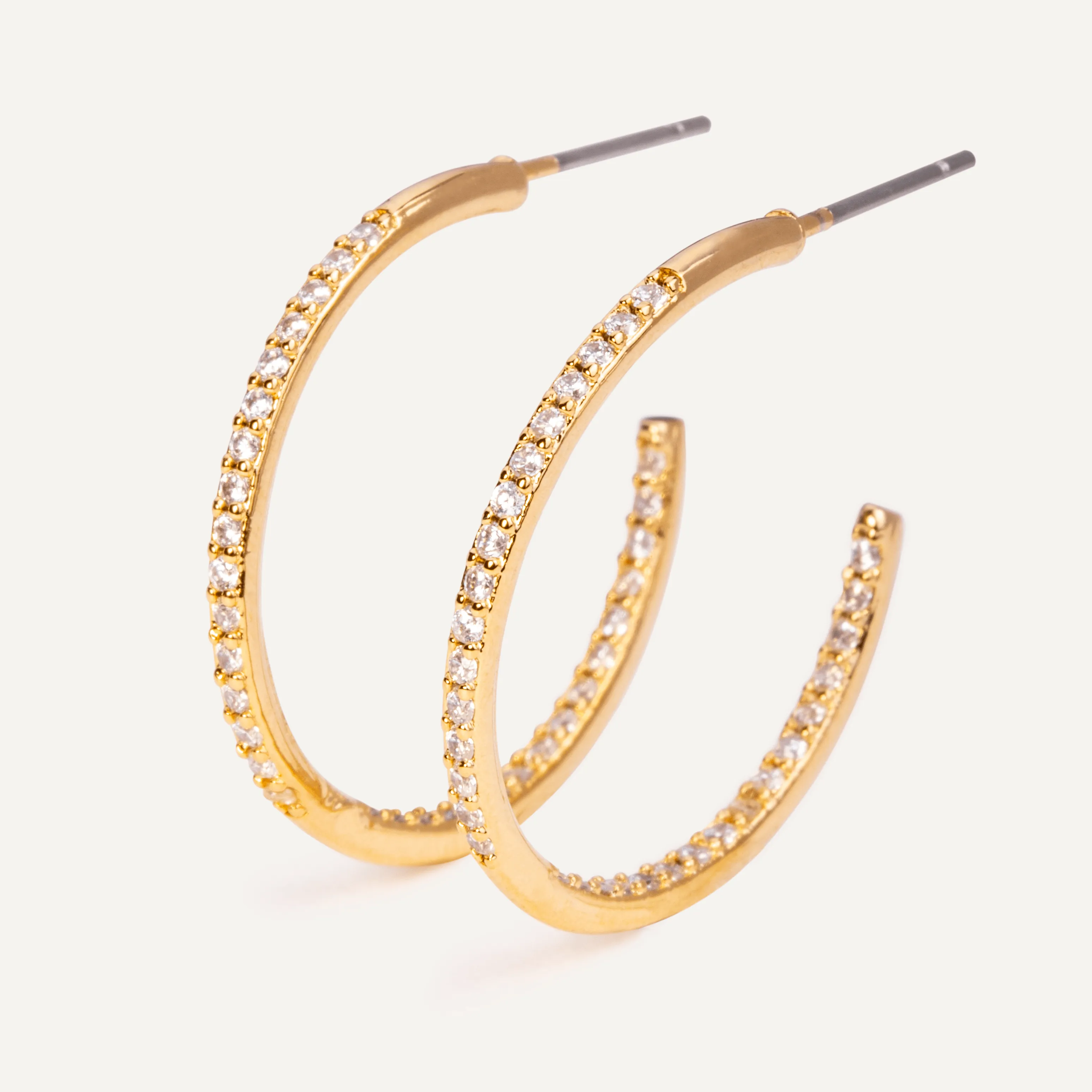Kylie Contemporary Crystal Hoop Earrings In Gold-Tone