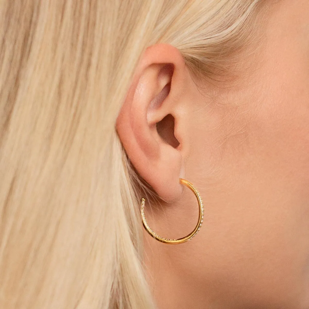 Kylie Contemporary Crystal Hoop Earrings In Gold-Tone