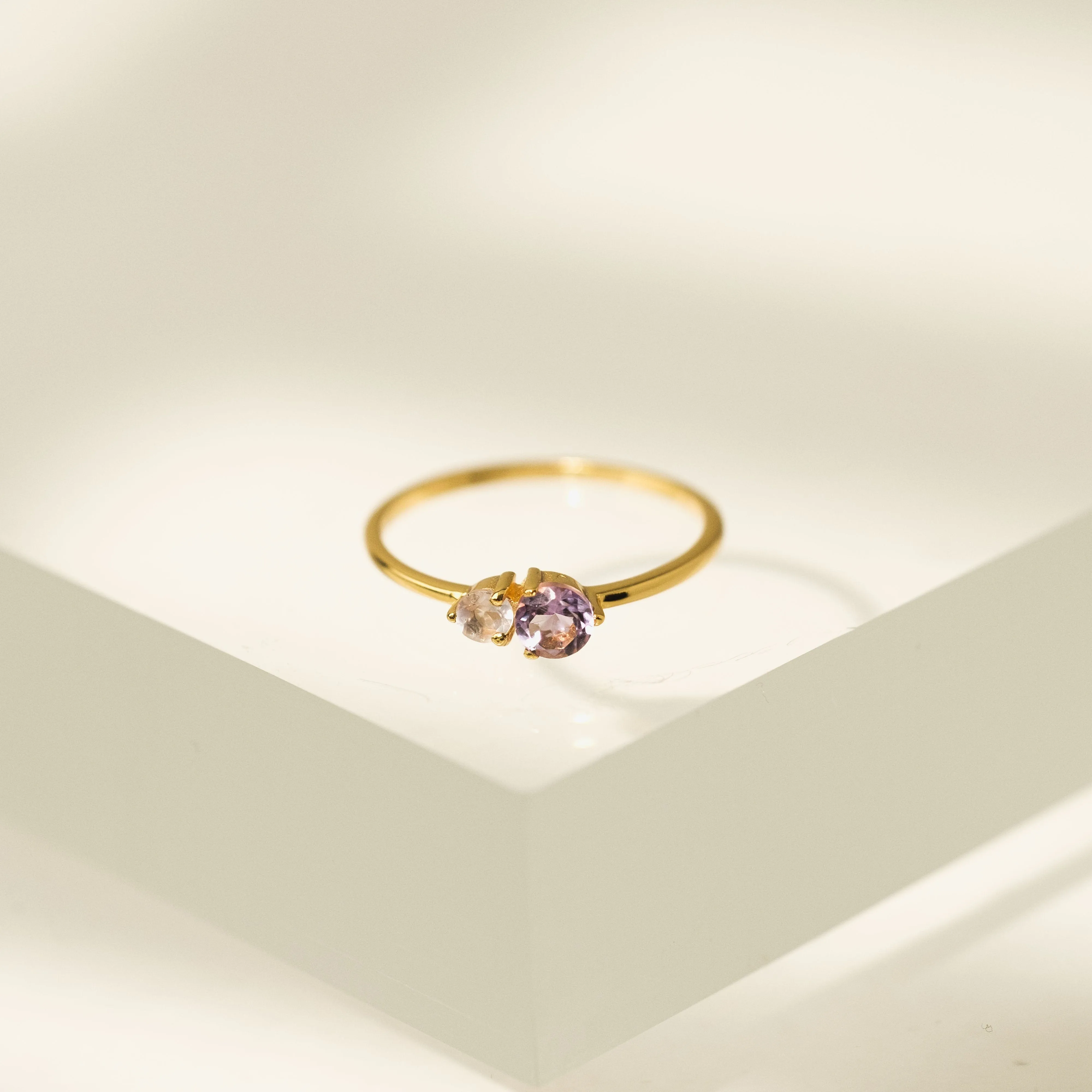 Luma Gemstone Ring Amethyst   Rose Quartz