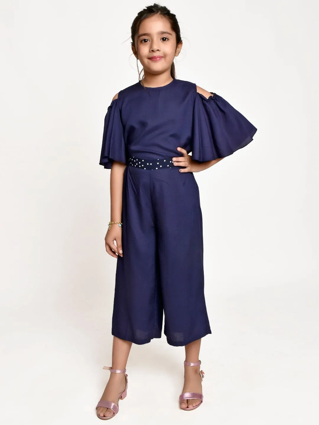 Navy Culotte with Cold Shoulder Top