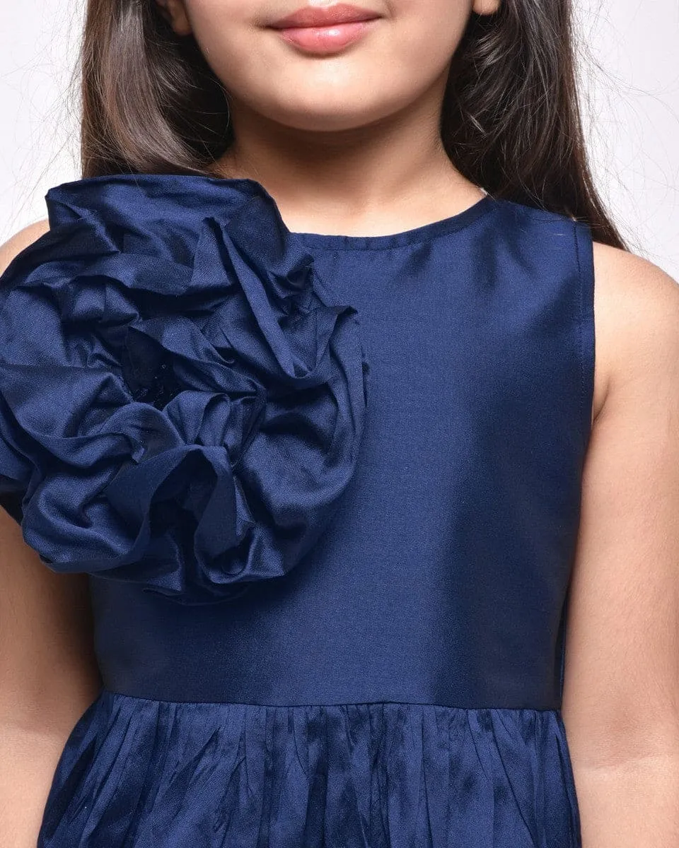 Navy Flower Applique Dress
