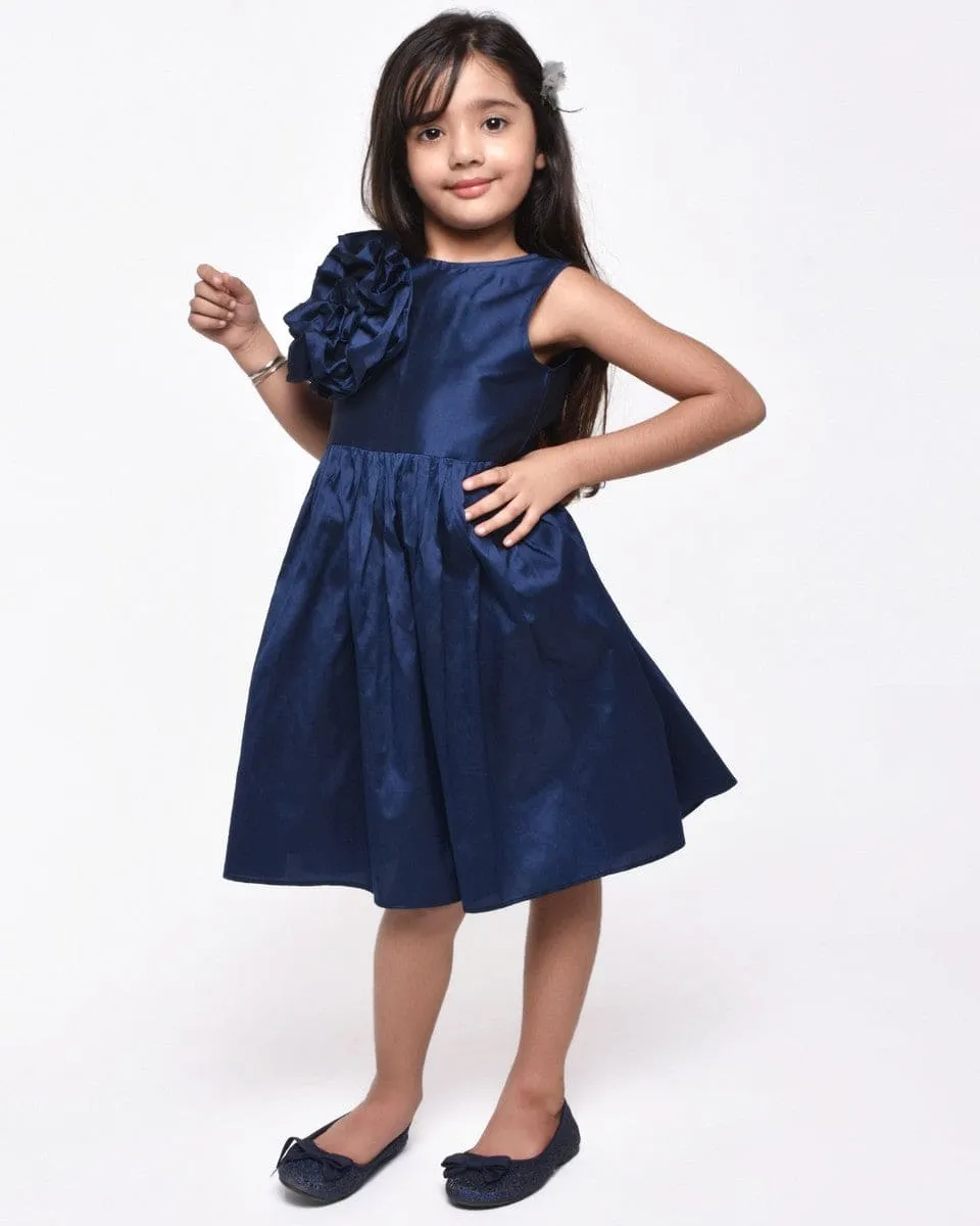 Navy Flower Applique Dress