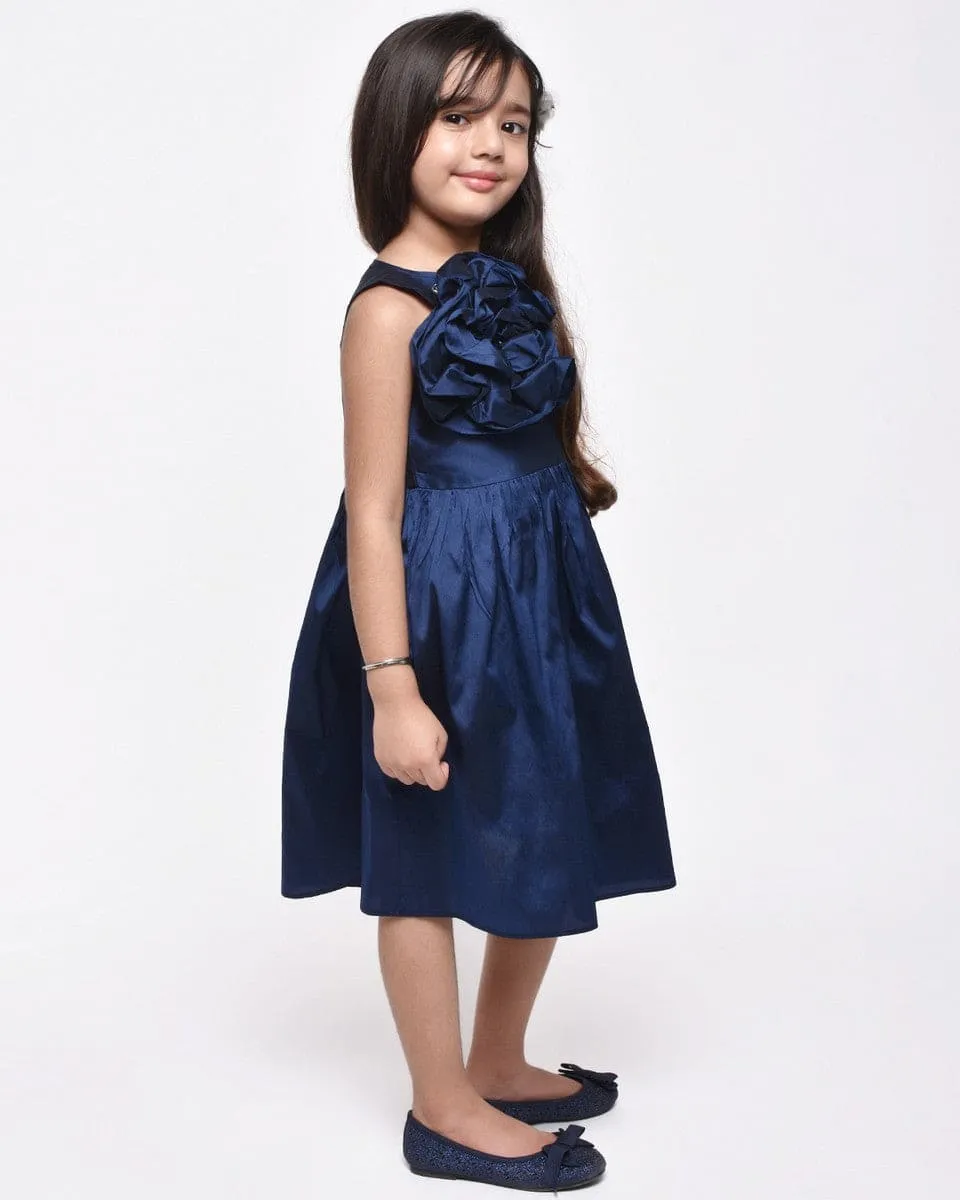 Navy Flower Applique Dress