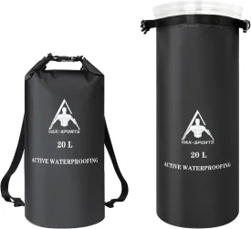 Oak-Sports Dry Bag Waterproof Backpack 5L/10L/20L, Roll Top Lightweight Beach Bag with Double Zipper Seal for Swimming, Kayaking, Hiking, Boating, Adjustable Shoulder Strap
