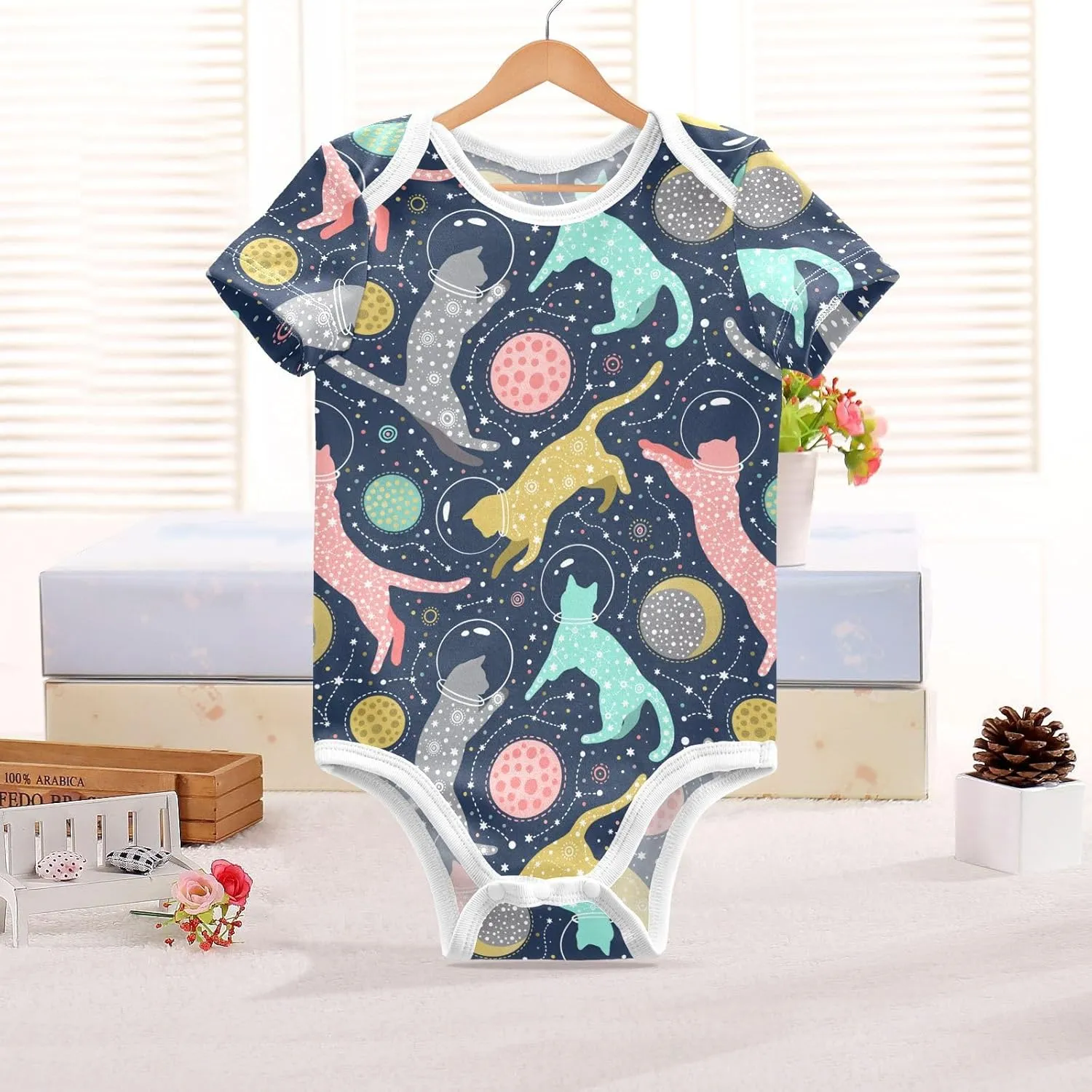 Ollabaky Unisex Baby Bodysuits Short-Sleeve Cotton Baby Clothes for Girls Boys 0-24 Months