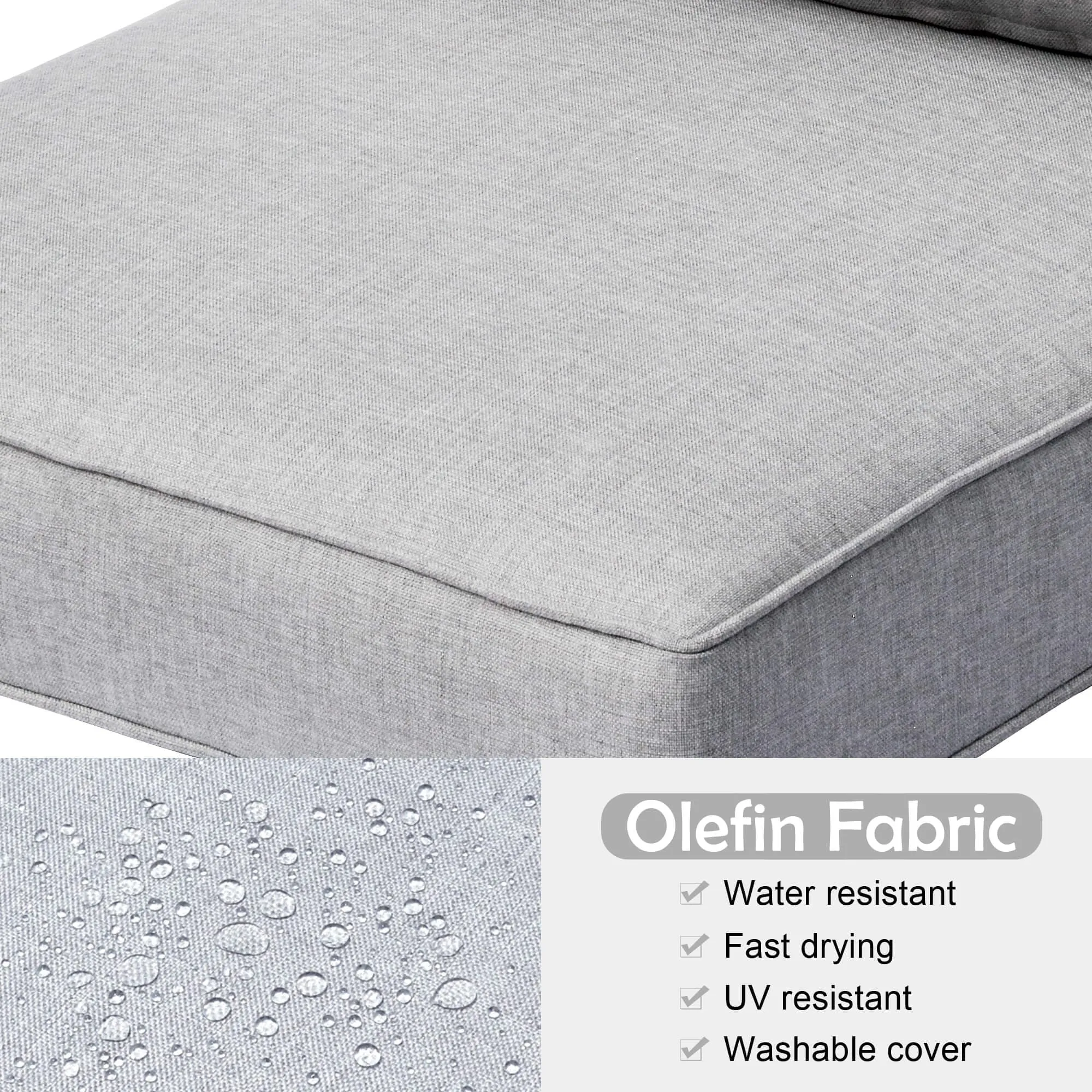 Ovios Replacement Seat Back Cushions Set with Olefin Fabric and Zipper, 24'' x 24'', Not Suitable for Ovios Patio Furniture