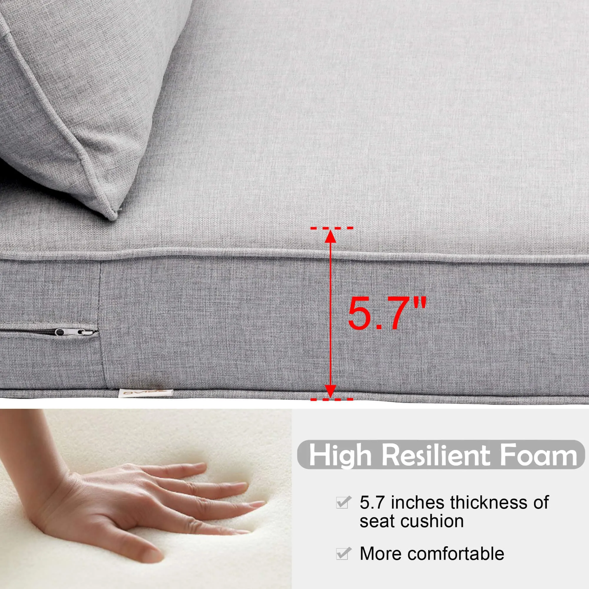 Ovios Replacement Seat Back Cushions Set with Olefin Fabric and Zipper, 24'' x 24'', Not Suitable for Ovios Patio Furniture