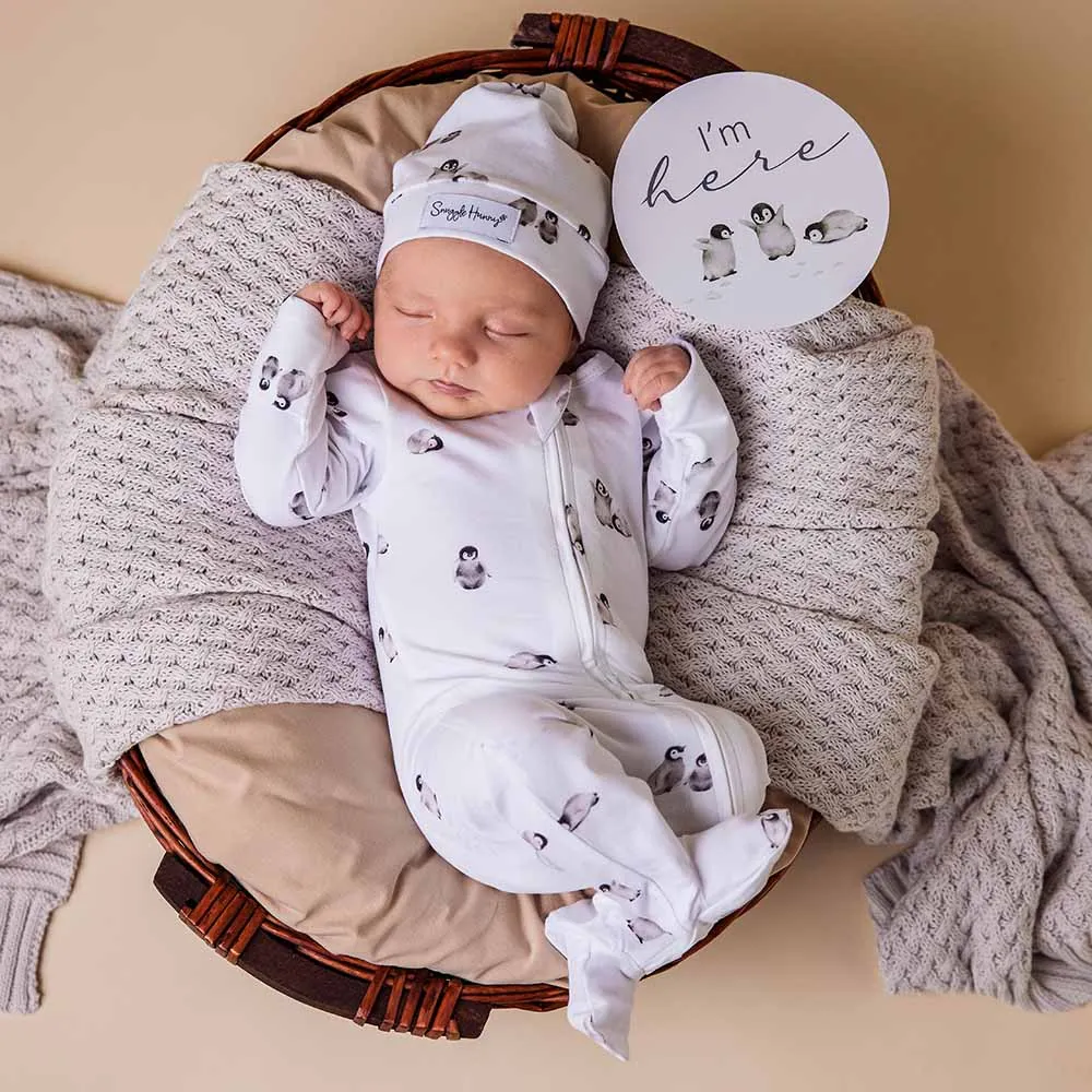 Penguin Organic Snuggle Sleepsuit Zip Footie