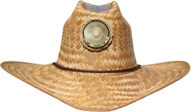 Plain Cowboy Straw Hat - Solar Sun Hat Cooling Fan with Power - Extra Large