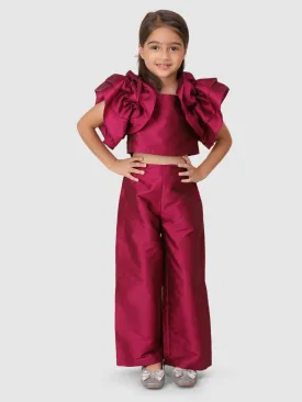 Plum flower sleeve top&Pant