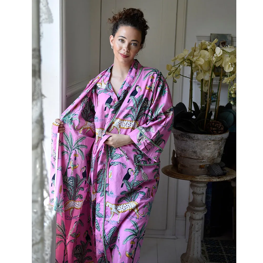 Powell Craft Pink Safari Print Dressing Gown