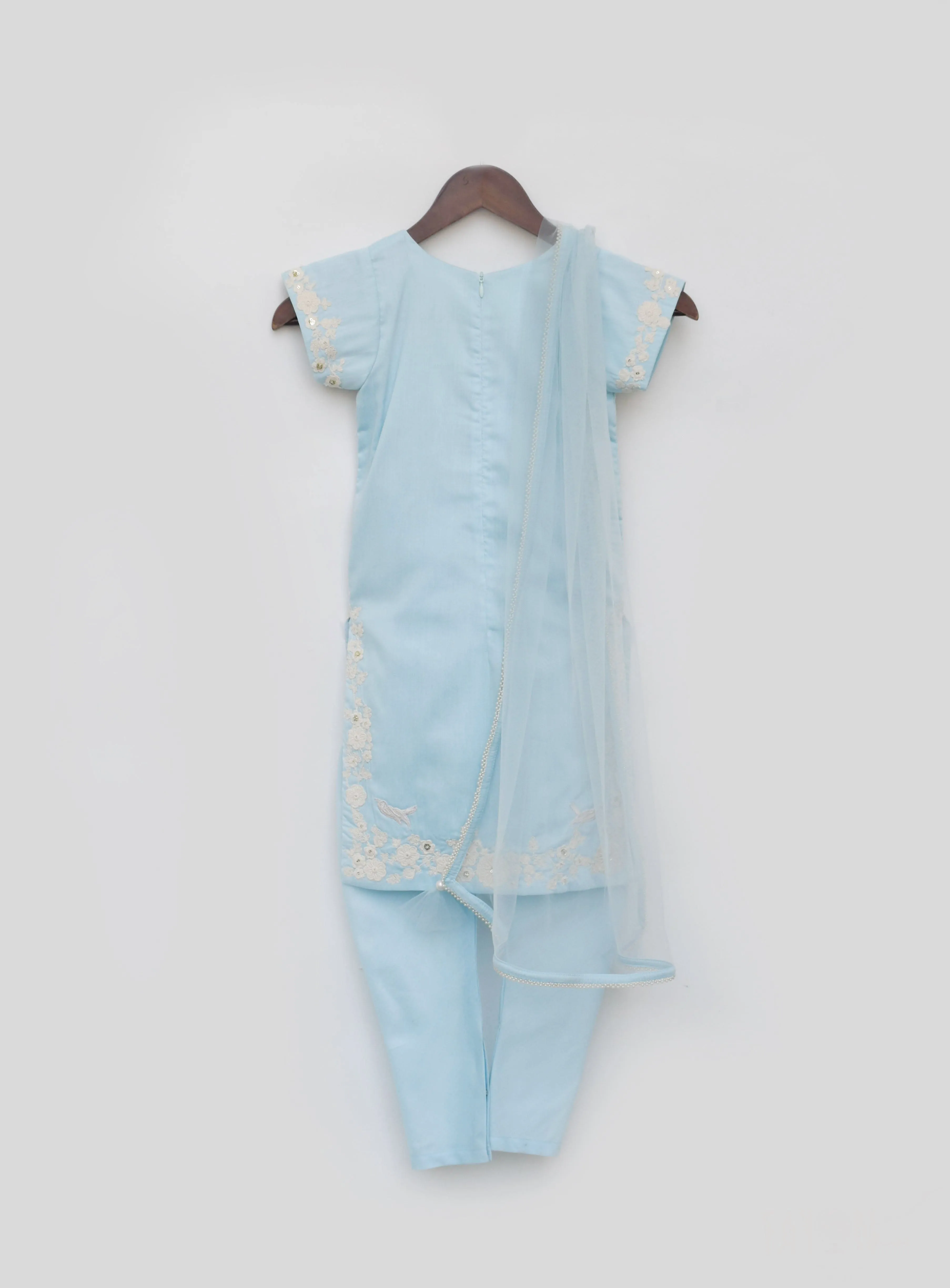 Pre Order:  Blue Silk Kurti Churidar and Dupatta