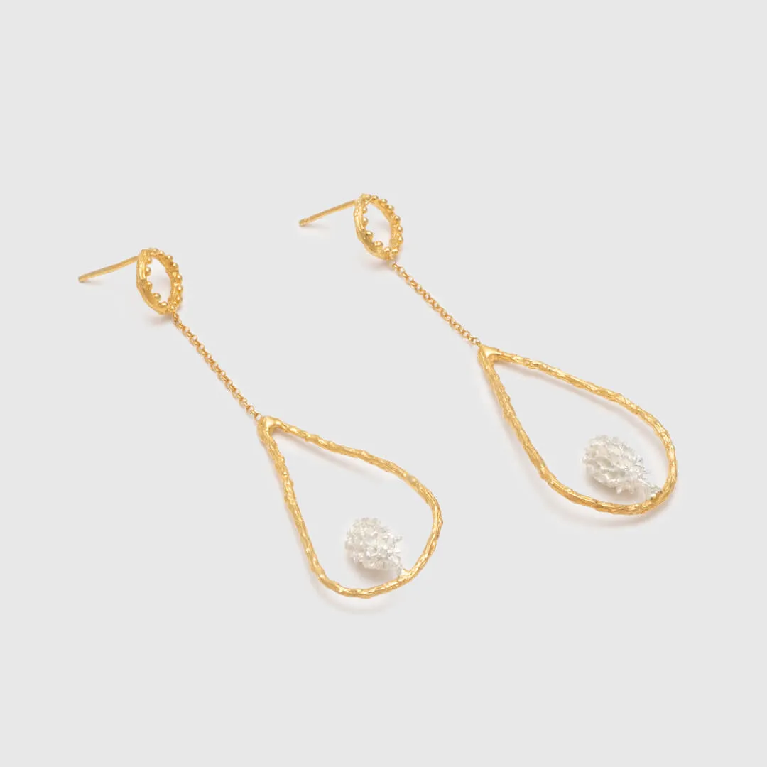 Secrets of the forest - teardrop earrings - silver 925 - gold plated