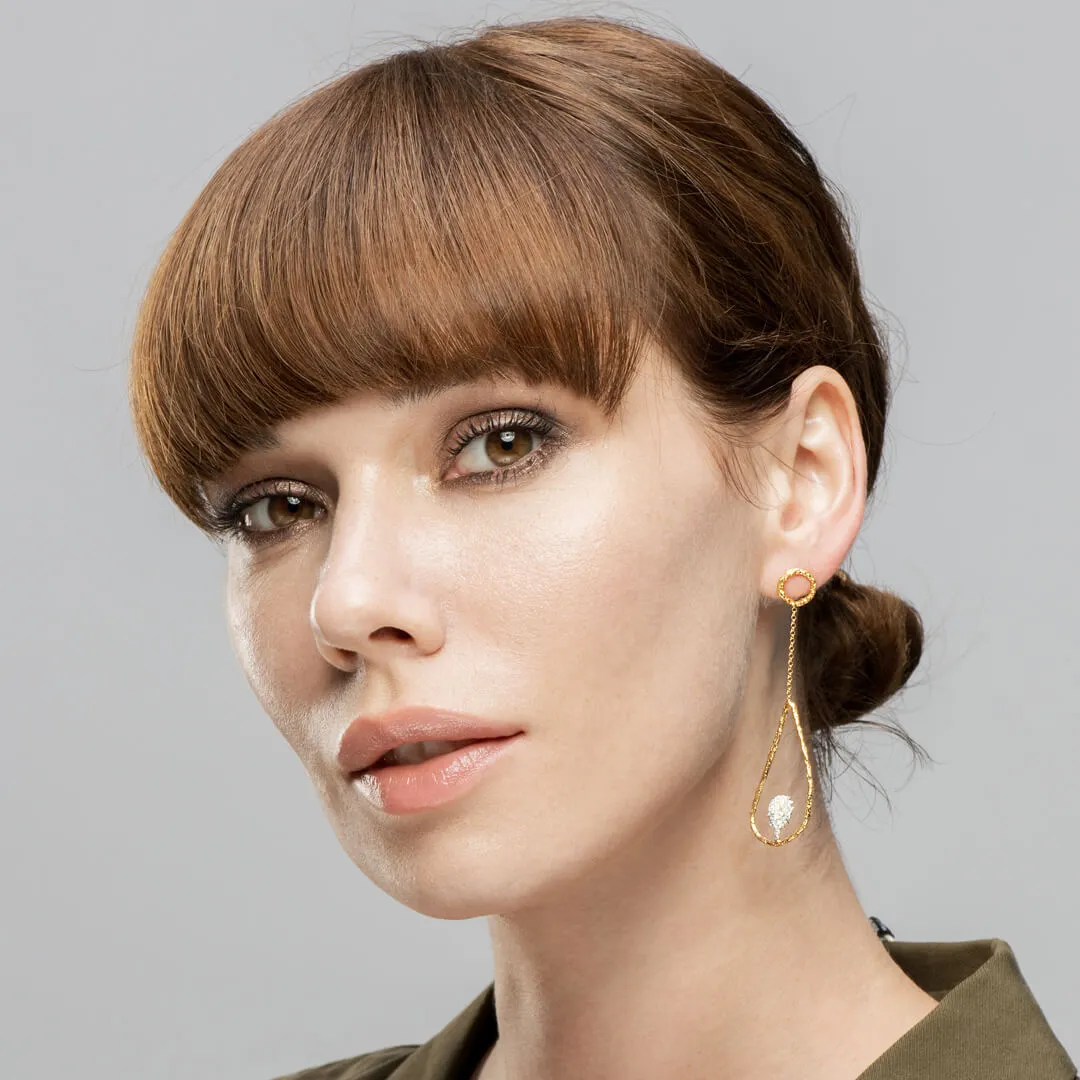 Secrets of the forest - teardrop earrings - silver 925 - gold plated