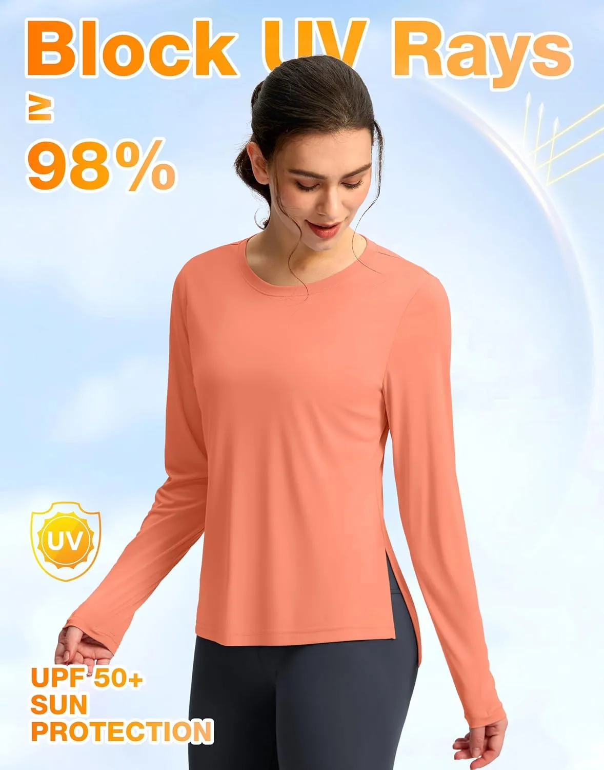 Soothfeel Women's Sun Shirts UPF 50  Long Sleeve UV Protection Workout Hiking Tops Lightweight Quick Dry SPF Outdoor Shirt