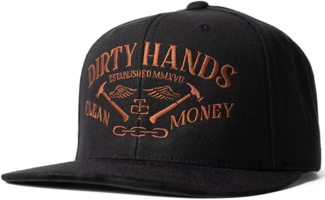TROLL CO. CLOTHING Dirty Hands Clean Money Meshback Hat - Black, Adjustable Snapback, Curved Brim, One Size Fits Most