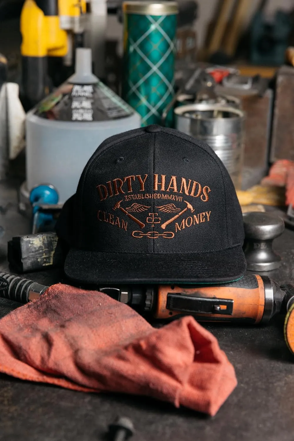 TROLL CO. CLOTHING Dirty Hands Clean Money Meshback Hat - Black, Adjustable Snapback, Curved Brim, One Size Fits Most