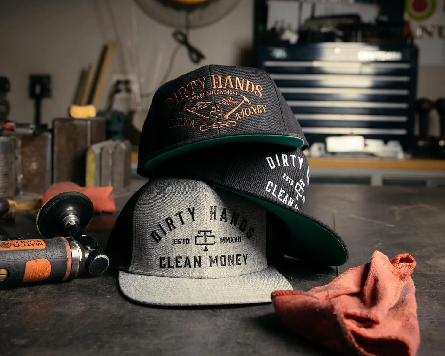 TROLL CO. CLOTHING Dirty Hands Clean Money Meshback Hat - Black, Adjustable Snapback, Curved Brim, One Size Fits Most
