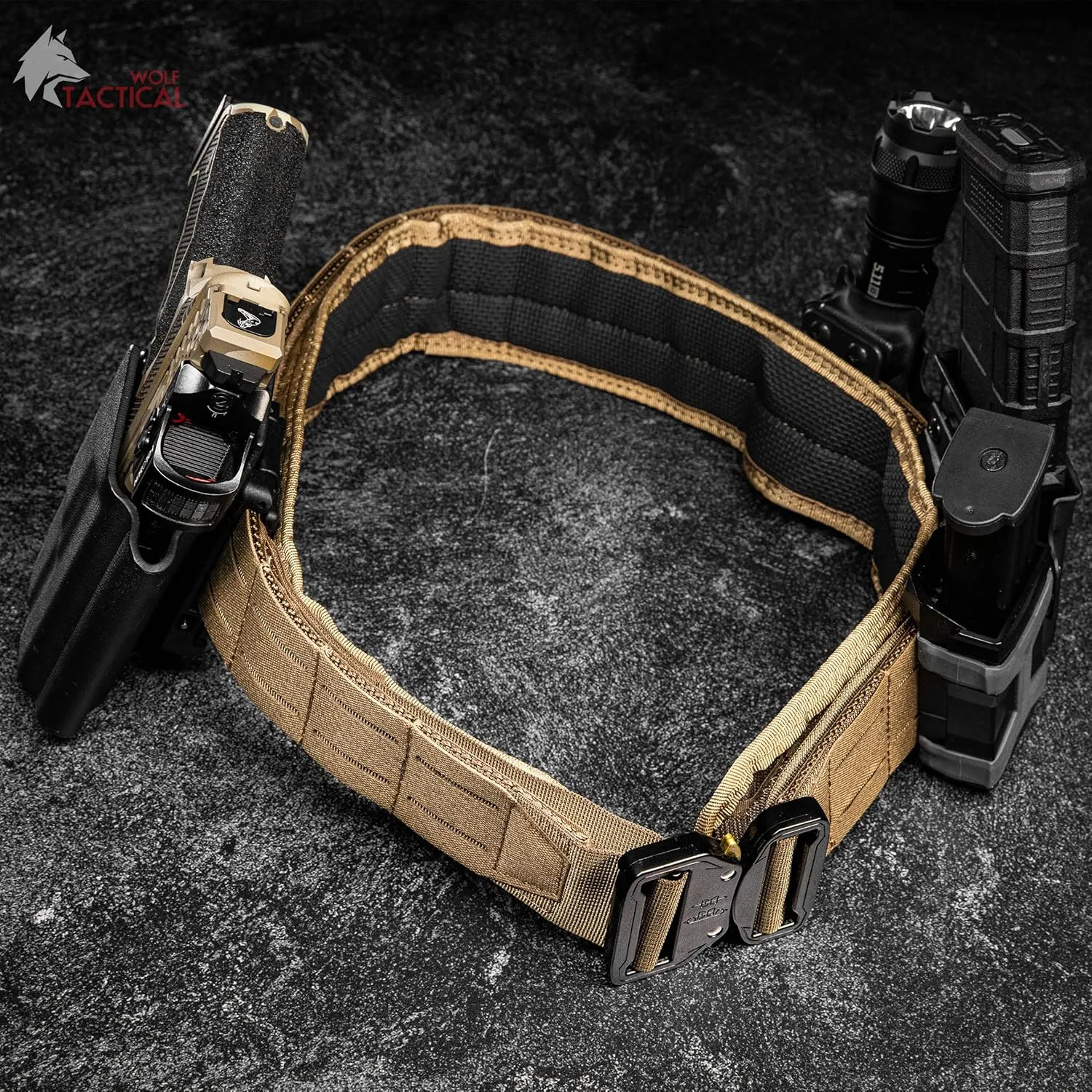 WOLF TACTICAL Molle Battle Belt  War Belt Battle Belts Tactical Gun Belt Duty Belt 2 Quick-Release Combat Belt