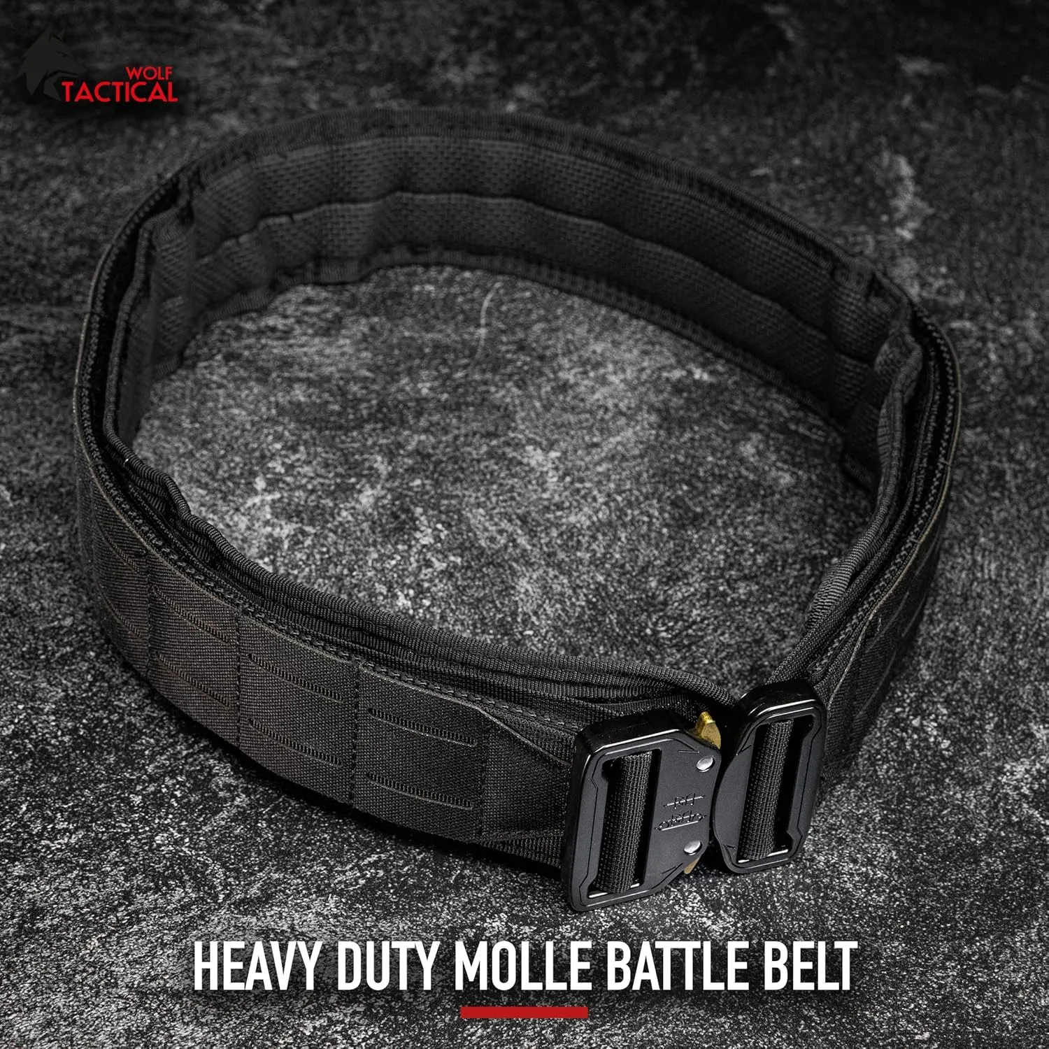 WOLF TACTICAL Molle Battle Belt  War Belt Battle Belts Tactical Gun Belt Duty Belt 2 Quick-Release Combat Belt