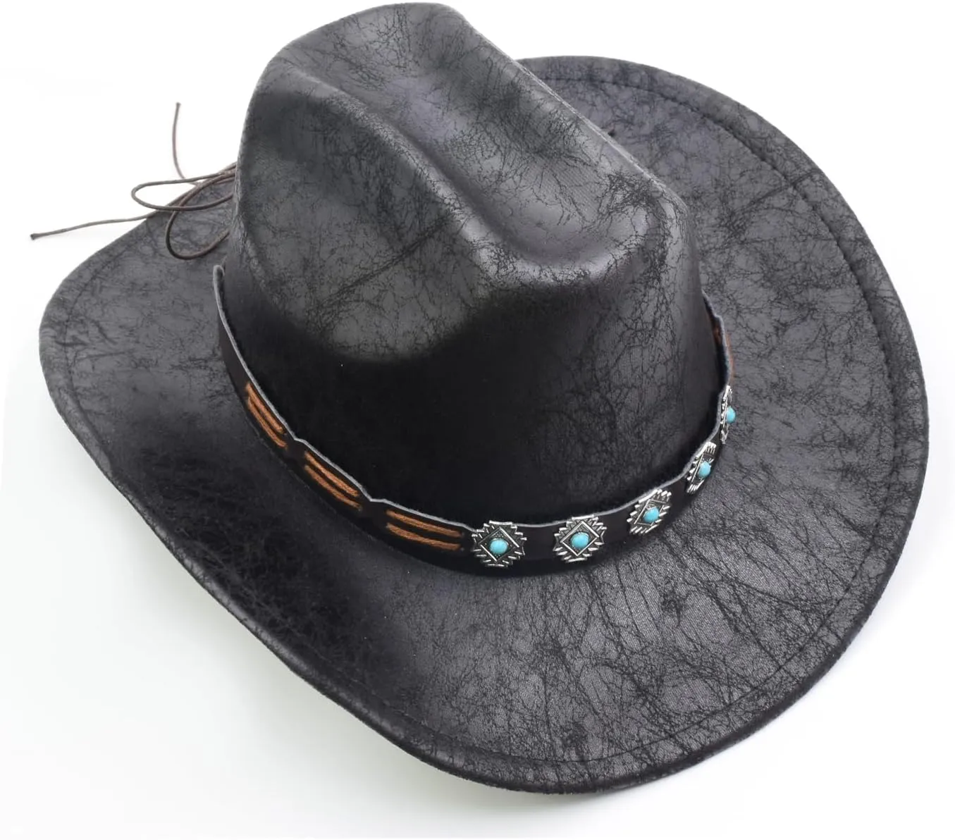 Women Men Western Cowboy Cowgirl Hat with Buckle Belt Wide Brim Outdoor Fedora Hats