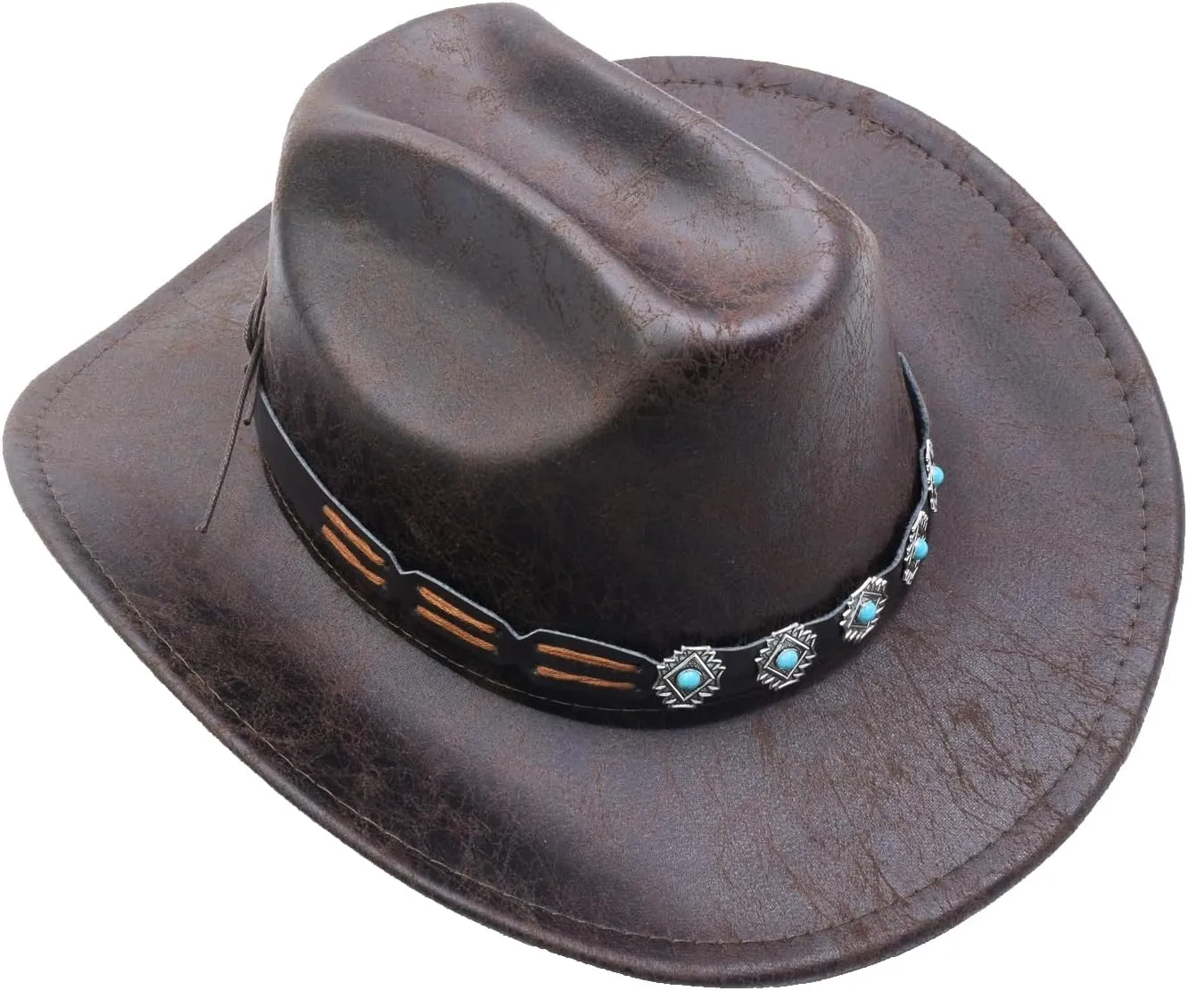 Women Men Western Cowboy Cowgirl Hat with Buckle Belt Wide Brim Outdoor Fedora Hats