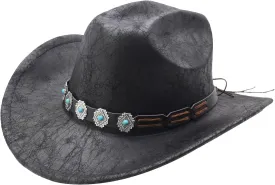 Women Men Western Cowboy Cowgirl Hat with Buckle Belt Wide Brim Outdoor Fedora Hats