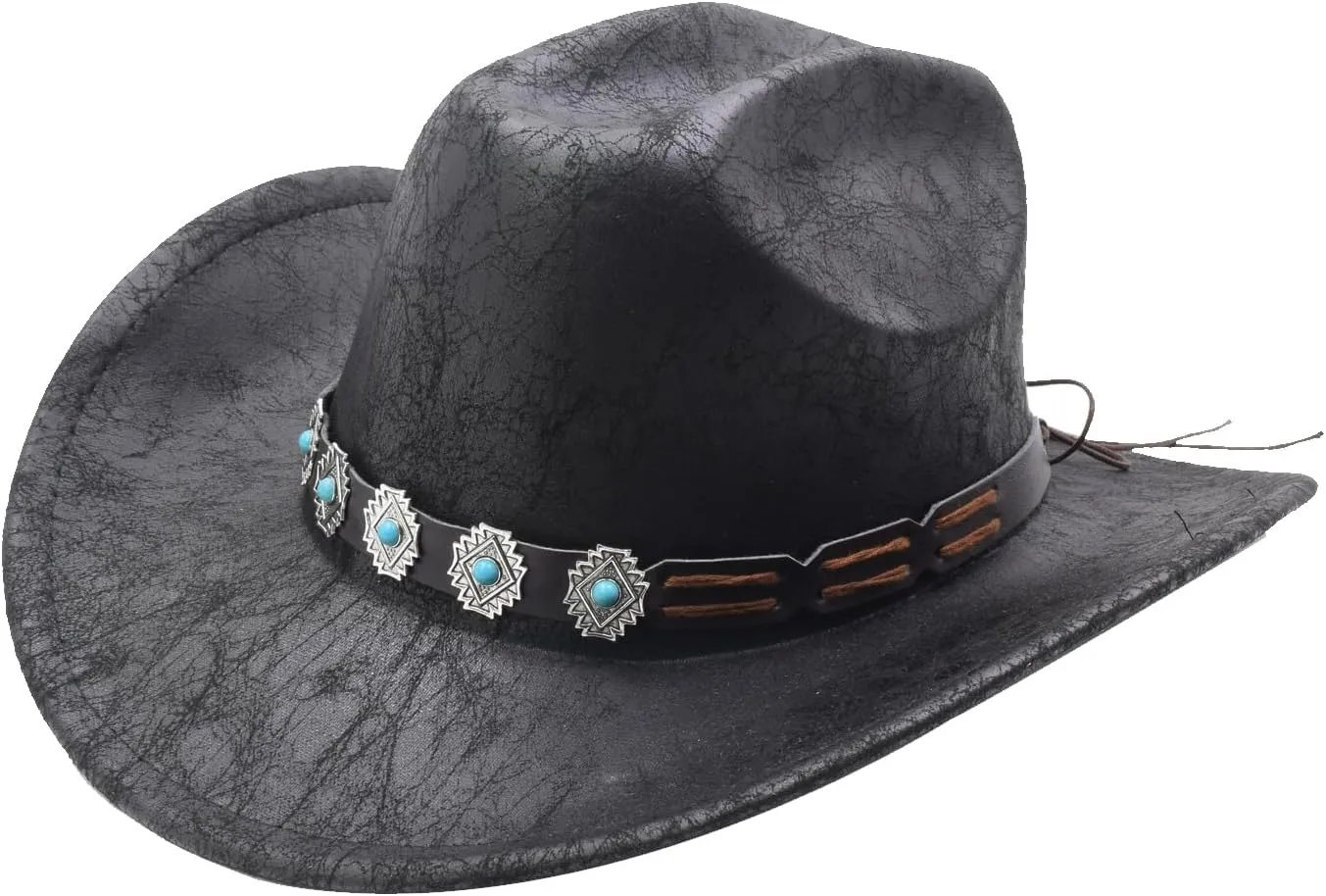 Women Men Western Cowboy Cowgirl Hat with Buckle Belt Wide Brim Outdoor Fedora Hats
