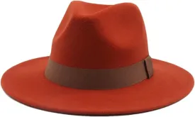 Women Solid Color Fedora Hat Men's Wide Brim Casual Hat Wedding Bowler