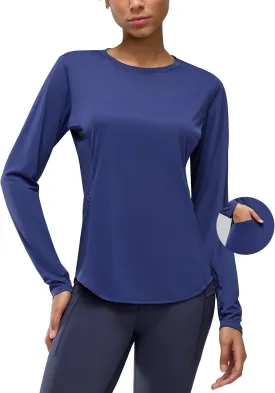 Womens Zipper Pockets Long Sleeve Rash Guard UPF 50  Sun Protection Shirts for Hiking Outdoor Workout Swim Shirt