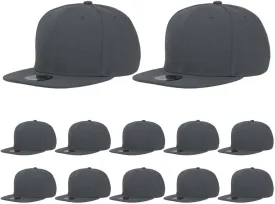 ZH Plain Flat Brim Snapback Baseball Caps Adjustable Blank Baseball Caps Wholesale 12 Pack??