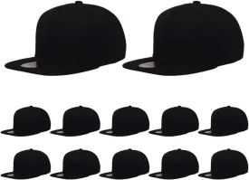ZH Plain Flat Brim Snapback Baseball Caps Adjustable Blank Baseball Caps Wholesale 12 Pack??