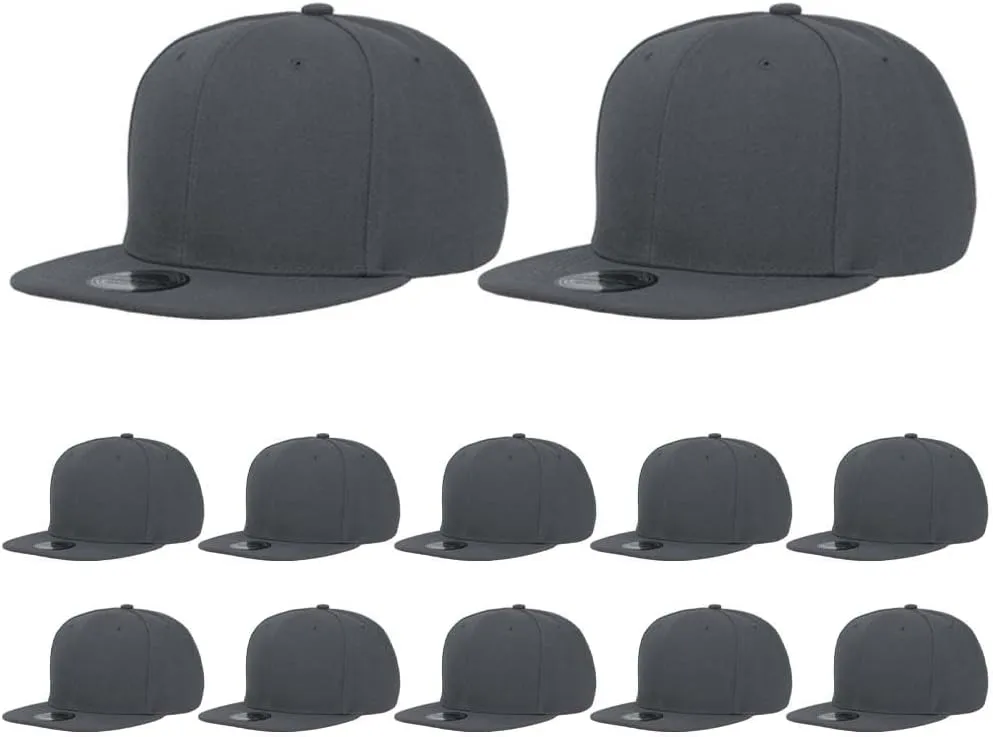 ZH Plain Flat Brim Snapback Baseball Caps Adjustable Blank Baseball Caps Wholesale 12 Pack??