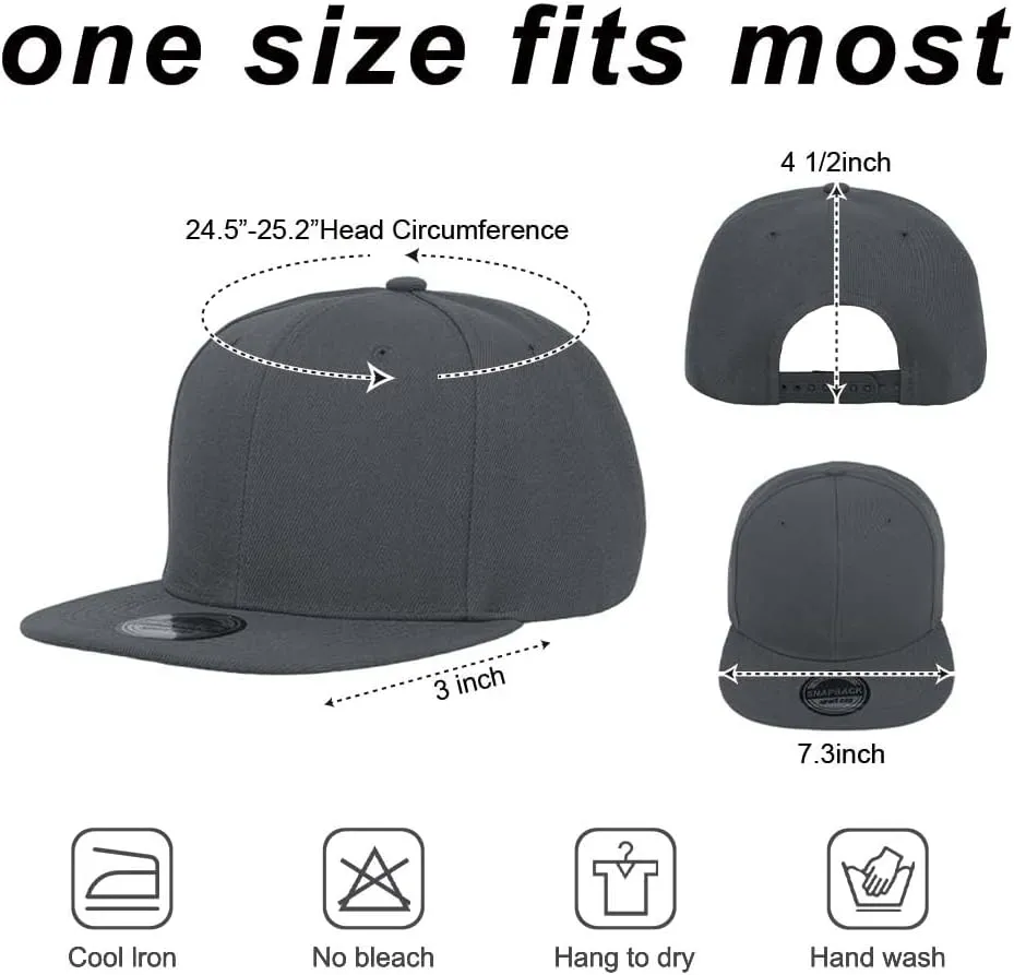ZH Plain Flat Brim Snapback Baseball Caps Adjustable Blank Baseball Caps Wholesale 12 Pack??