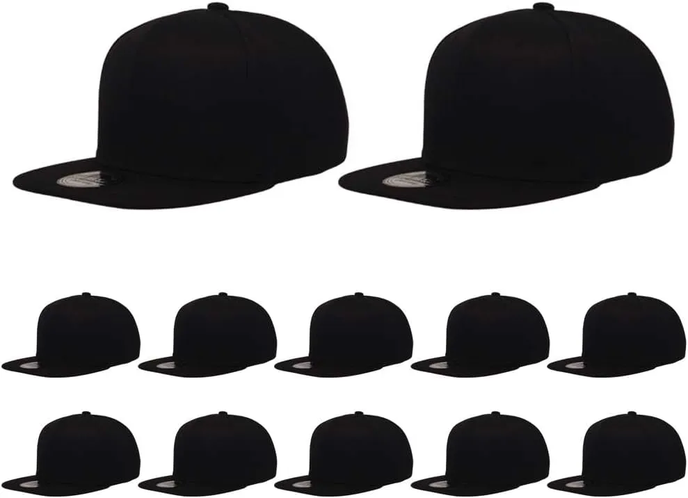 ZH Plain Flat Brim Snapback Baseball Caps Adjustable Blank Baseball Caps Wholesale 12 Pack??