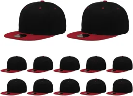 ZH Plain Flat Brim Snapback Baseball Caps Adjustable Blank Baseball Caps Wholesale 12 Pack??
