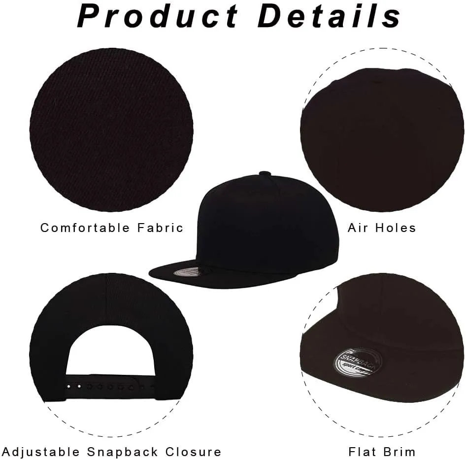 ZH Plain Flat Brim Snapback Baseball Caps Adjustable Blank Baseball Caps Wholesale 12 Pack??