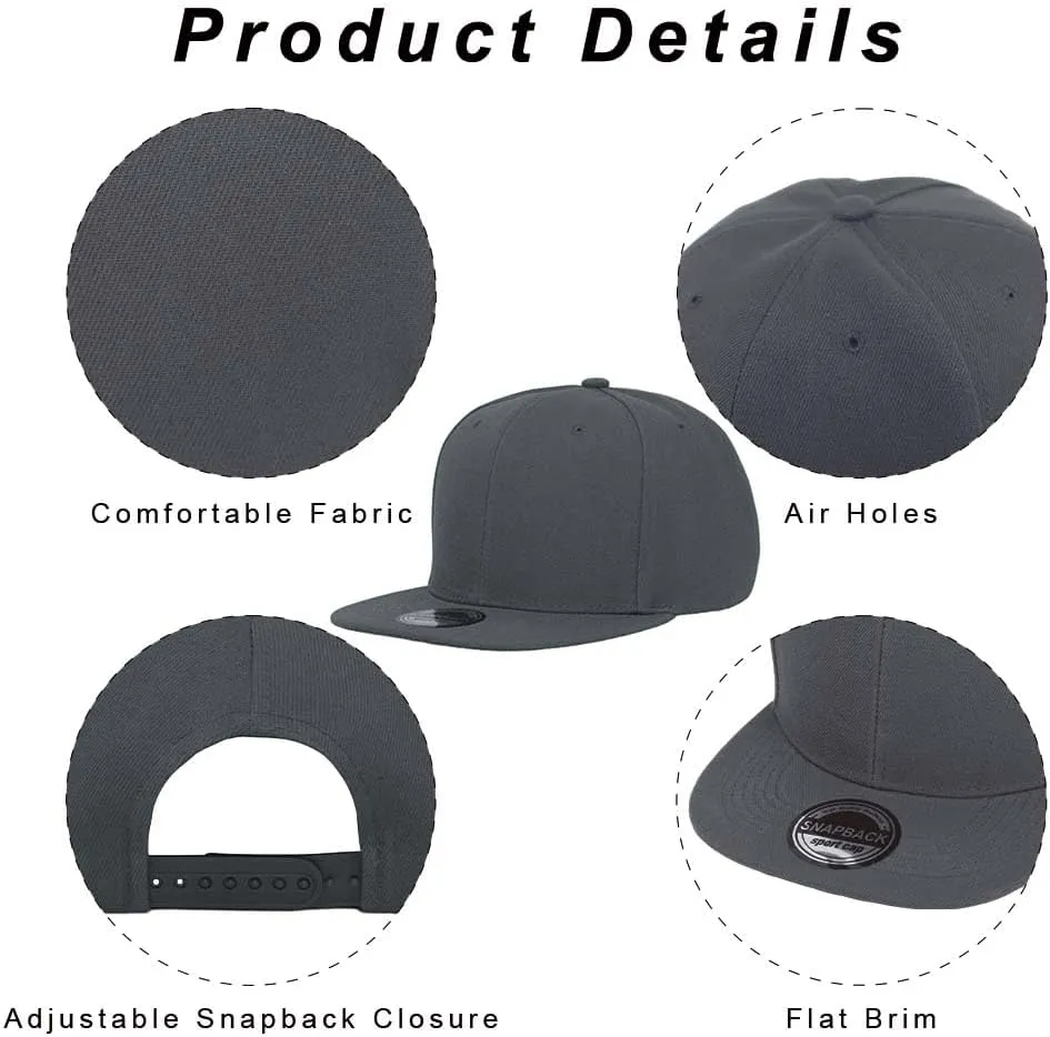 ZH Plain Flat Brim Snapback Baseball Caps Adjustable Blank Baseball Caps Wholesale 12 Pack??